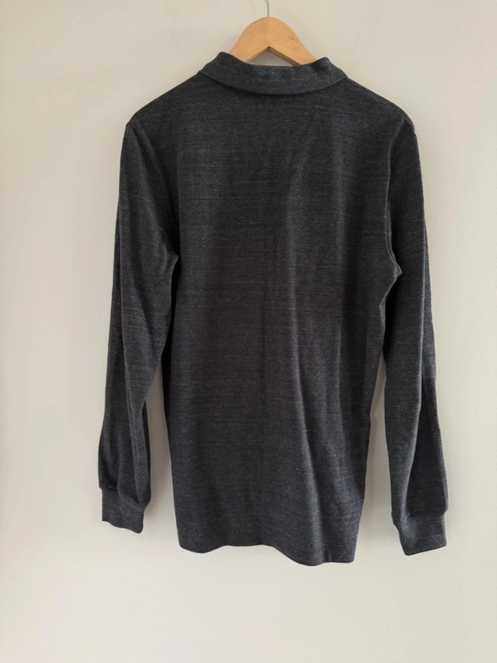 Polo Ralph Lauren Gray Long‎ Sleeve Polo Shirt Slim Fit Preppy Minimalist Mens S